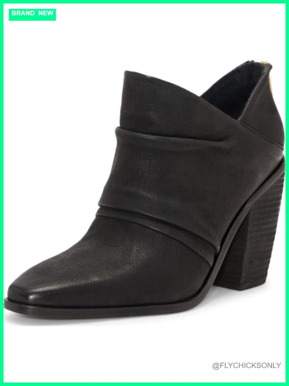 Pointed Toe Ankle Bootie with Stacked Heel and Nylon Zipper